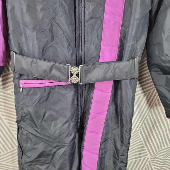 Vintage 70s Snowmobile Suit Womens Small One Piece Ski Snowsuit Purple Winter - Picture 7 of 11